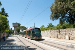 Viennaslide-05293102 Montpellier, moderne Tramway Linie 3, Fahrzeugdesign von Christian Lacroix - Montpellier, modern Tramway Line 3, Design by Christian Lacroix, Les Arceaux