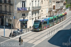Viennaslide-05293130 Montpellier, moderne Tramway Linie 3, Fahrzeugdesign von Christian Lacroix - Montpellier, modern Tramway Line 3, Design by Christian Lacroix, Observatoire