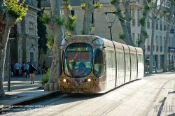 Viennaslide-05294007 Montpellier, moderne Tramway Linie 4, Fahrzeugdesign von Christian Lacroix - Montpellier, modern Tramway Line 4, Design by Christian Lacroix, Louis Blanc