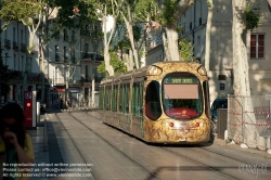 Viennaslide-05294009 Montpellier, moderne Tramway Linie 4, Fahrzeugdesign von Christian Lacroix - Montpellier, modern Tramway Line 4, Design by Christian Lacroix, Louis Blanc