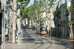 Viennaslide-05294026 Montpellier, moderne Tramway Linie 4, Fahrzeugdesign von Christian Lacroix - Montpellier, modern Tramway Line 4, Design by Christian Lacroix, Louis Blanc