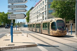Viennaslide-05294093 Montpellier, moderne Tramway Linie 4, Fahrzeugdesign von Christian Lacroix - Montpellier, modern Tramway Line 4, Design by Christian Lacroix, Pompignane
