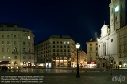 Viennaslide-00010283 Wien, Michaelerplatz, Michaelerkirche, Nacht - Vienna, Historic Center, Michaelerplatz at Night