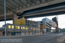 Viennaslide-00031105h Wien, Quartier St. Marx, Containerbüros unter der Autobahnbrücke