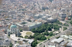 Viennaslide-00040197 Wien, Karlsplatz, Karlskirche, Technische Universität, Luftbild - Vienna, Karlsplatz, Aerial View