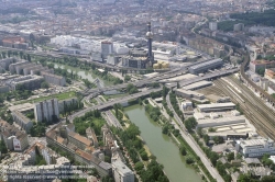 Viennaslide-00090104 Wien, Luftaufnahme Donaukanal, Franz-Josefs-Bahn, Althangrund um 1995 - Vienna, Aerial View