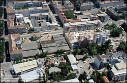 Viennaslide-00160004 Wien, 16. Bezirk, Überbauung der Straßenbahnremise Ottakring mit einem Wohnbau Luftbild - Vienna, Aerial View of 16th District