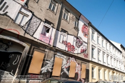 Viennaslide-00162105 Wien, Brunnenmarktviertel, Malerei an der Fassade eines Abbruchhauses