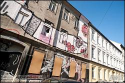 Viennaslide-00162105 Wien, Brunnenmarktviertel, Malerei an der Fassade eines Abbruchhauses