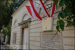 Viennaslide-00180124 Wien, Schubertpark, ehemaliger Währinger Friedhof, Begräbnisstätte von Beethoven, Schubert, Grillparzer, Nestroy // Vienna, Schubert Park, former Waehringer Cemetery