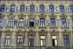 Viennaslide-00252143 Wien, Goldschlagstraße 97, alte Fassadenaufschrift 'Fleisch und Wurst'