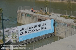 Viennaslide-00310326 Wien, Donaukanal, Umbau der Kaiserbadschleuse zu 'Hängenden Gärten'