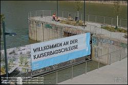 Viennaslide-00310326 Wien, Donaukanal, Umbau der Kaiserbadschleuse zu 'Hängenden Gärten'