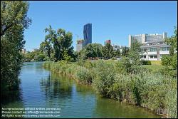 Viennaslide-00312211 Wien, Blick von der Alten Donau zu den Hochhäusern von Kaisermühlen