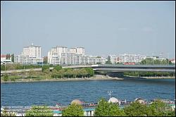 Viennaslide-00313448 Wien, Blick zur Reichsbrücke Richtung Kaisermühlen