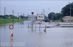 Viennaslide-00316107 Wien, Alberner Hafen, Donauüberschwemmung, 9.8.1985