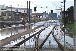 Viennaslide-00316111 Donauüberschwemmung, Donaukaibahnhof, 4.8.1991