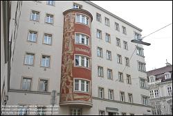 Viennaslide-00418007 Wien, Wohnbau, Windmühlhof, Fillgradergasse 21, Lokalhistorisches Sgraffito Windmühlhof von Igo Pötsch 1940, Architekt: Adolf Stöckl