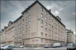 Viennaslide-00430116f Wien, Gemeindebau der Nachkriegszeit, Hofherrgasse 5–13, Otto Schönthal 1952-1953