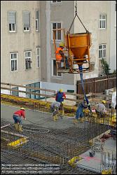 Viennaslide-00470635 Wien, Baustelle des Wohnbaus Beatrixgasse 11, Betonieren einer Geschoßdecke