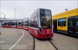 Viennaslide-00611219 Wien, Alstom, Präsentation der 1000. Straßenbahn von Alstom (früher Bombardier) aus Wien // Vienna, Presentation of the 1000th Streetcar by Alstom Vienna (former Bombardier)