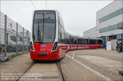 Viennaslide-00611225 Wien, Alstom, Präsentation der 1000. Straßenbahn von Alstom (früher Bombardier) aus Wien // Vienna, Presentation of the 1000th Streetcar by Alstom Vienna (former Bombardier)