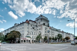 Viennaslide-00423730f Wien, Gemeindebau des 'Roten Wien' - Vienna, Council Tenement Block, 'Red Vienna', Lassalle-Hof, Lassallestraße 40, Hubert Gessner, Fritz Waage, Hans Paar 1926