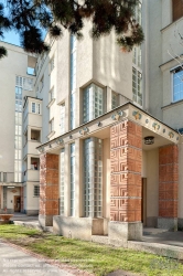 Viennaslide-00425061f Wien, Gemeindebau des 'Roten Wien' - Vienna, Council Tenement Block, 'Red Vienna', Gartenstadt Jedlesee, Hubert Gessner 1926-1932, ab 1950 Karl Seitz-Hof