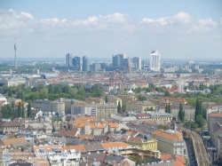 Viennaslide-01000182 Wien, Stadtpanorama, Blick auf Prater und Donaucity - Vienna, Panorama, Prater, Donaucity