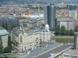 Viennaslide-01000183 Wien, Stadtpanorama, Blick auf Uniqua-Tower und Urania - Vienna, Panorama, Uniqua-Tower, Urania