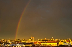 Viennaslide-01000276 Wien, Stadtpanorama mit Regenbogen - Rainbow over Vienna