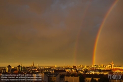Viennaslide-01000278 Wien, Stadtpanorama mit Regenbogen - Rainbow over Vienna