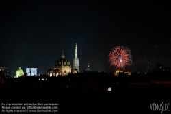 Viennaslide-01000340 Wien, Innenstadt, Panorama mit Feuerwerk - Vienna, Fireworks