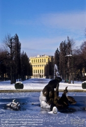 Viennaslide-01020103 Wien, Schloss Schönbrunn, Schlosspark, Winter, Rundbassin - Vienna, Schönbrunn Palace, Winter