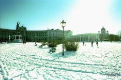 Viennaslide-01110195 Wien, Ringstrasse, Heldenplatz im Schnee, Effektfilter