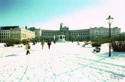 Viennaslide-01110196 Wien, Ringstrasse, Heldenplatz im Schnee, Effektfilter