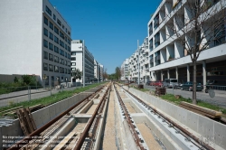 Viennaslide-02259104 Straßenbahnneubau, Konstruktion Rasengleis mit tiefliegender Vegetationsebene