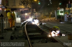 Viennaslide-02499122 Wien, Straßenbahn, nächtliche Gleisbauarbeiten - Vienna, Tramway, Track Renovation Work at Night
