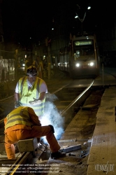 Viennaslide-02499132 Wien, Straßenbahn, nächtliche Gleisbauarbeiten - Vienna, Tramway, Track Renovation Work at Night