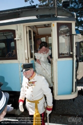 Viennaslide-02900276 Historischer Zug der Lokalbahn Wien-Baden, 'Badnerbahn', mit Kaiserpaar