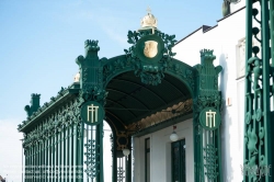 Viennaslide-03677141 Wien, Stadtbahn, Hofpavillon Hietzing, Architekt Otto Wagner 1899 - Vienna, Otto Wagner's Stadtbahn Station Hietzing from 1899