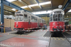 Viennaslide-03700209 Wien, Hauptwerkstätte der Wiener Linien, Servicearbeiten an Straßenbahnzügen - Vienna, Main Workshop of Vienna Transport Authorities