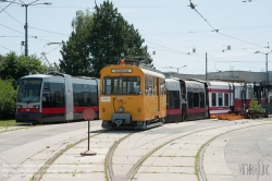 Viennaslide-03700290 Wien, Straßenbahn, Hauptwerkstätte, Vorfeld, ULF-Versuchsträger - Vienna, Tramway, Main Workshop