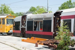 Viennaslide-03700294 Wien, Straßenbahn, Hauptwerkstätte, Vorfeld, ULF-Versuchsträger - Vienna, Tramway, Main Workshop