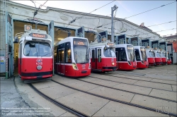 Viennaslide-03724304 Wien,Straßenbahn Betriebsbahnhof Favoriten, verschiedene Straßenbahntypen // Vienna, Tramway Depot Favoriten, Different Types of Tramways