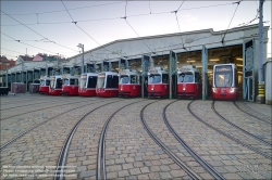 Viennaslide-03724305 Wien,Straßenbahn Betriebsbahnhof Favoriten, verschiedene Straßenbahntypen // Vienna, Tramway Depot Favoriten, Different Types of Tramways