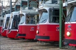 Viennaslide-03724306 Wien,Straßenbahn Betriebsbahnhof Favoriten, verschiedene Straßenbahntypen // Vienna, Tramway Depot Favoriten, Different Types of Tramways