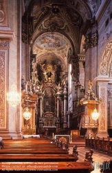 Viennaslide-04202507 Das Stift Klosterneuburg liegt im niederösterreichischen Klosterneuburg und ist ein Stift der Kongregation der österreichischen Augustiner-Chorherren. Die Basilika hat einen romanischen Ursprung mit gotischen Ergänzungen. Das Innere ist barock geprägt.