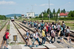 Viennaslide-04385514 Wieselburg, Bahnhof, Schülerverkehr