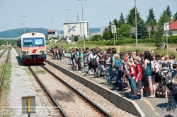 Viennaslide-04385515 Wieselburg, Bahnhof, Schülerverkehr